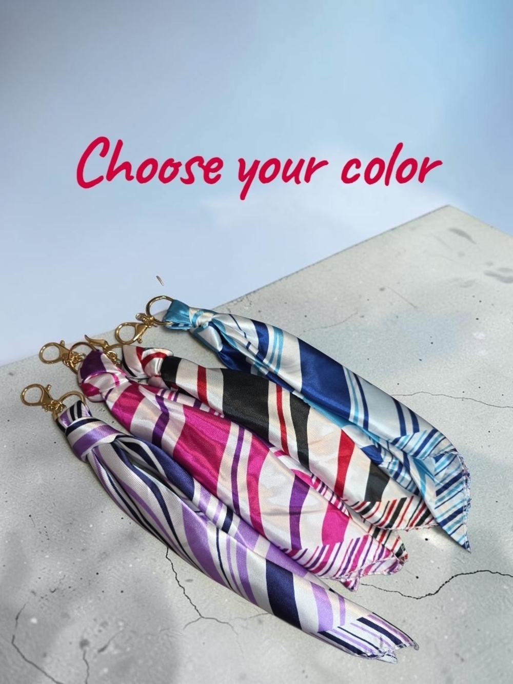 Isabella Colorful Design Keychain Scarves- Asst. Colors To Choose - Picture 3 of 4